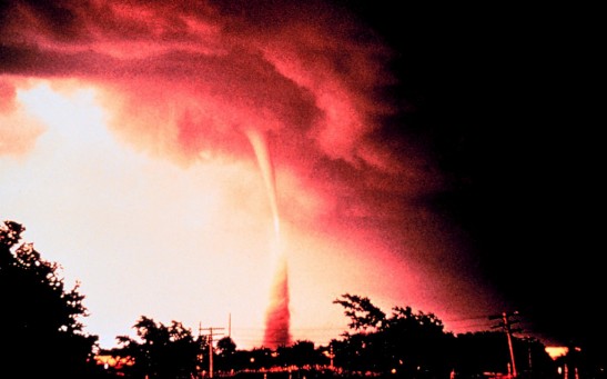 A tornado strikes the city of Enid, Oklahoma, 05 J