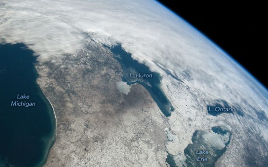  NASA Astronaut Aboard the ISS Snaps Photo of Great Lakes Covered in Ice After a Strong Winter Storm