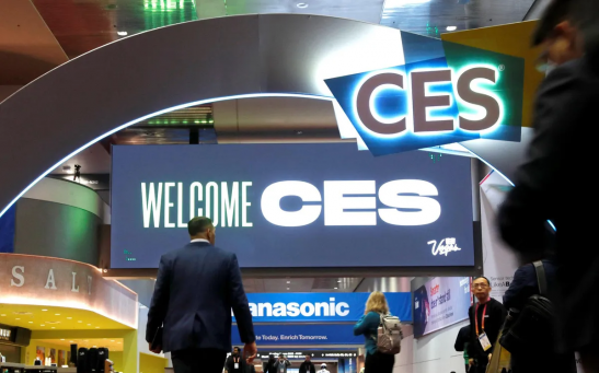 A sign welcomes attendees in the lobby of the Las Vegas Convention Center at CES 2023. 