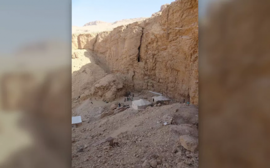 The tomb, located here, was found in October 2022 by a team of archaeologists exploring the Wadi Gabbanat el-Qurud, near Luxor. 