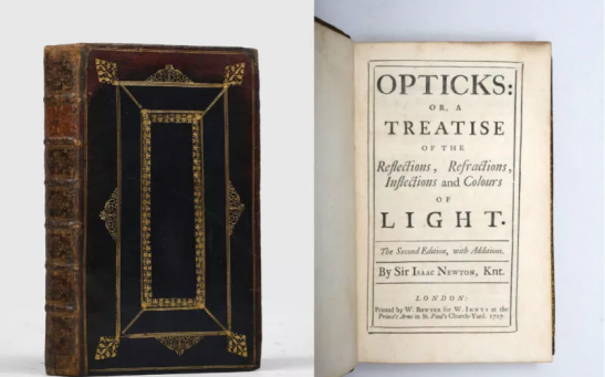 Isaac Newton's pristine personal copy of Opticks.