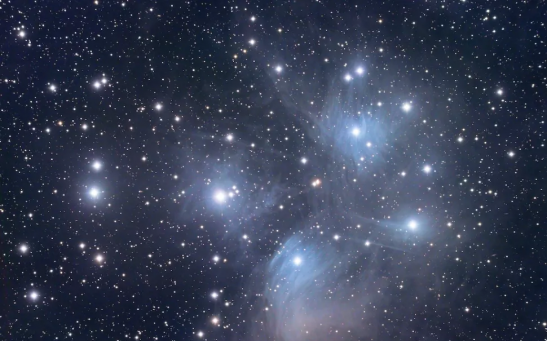 The Pleiades star cluster lies in the constellation of Taurus.