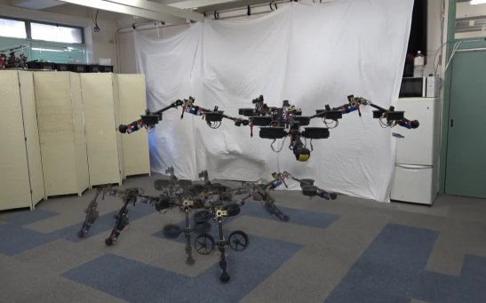 SPherIcally vectorable and Distributed rotors assisted Air-ground amphibious quadruped Robot.
