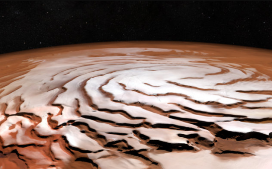 Perspective view of Mars north polar ice cap